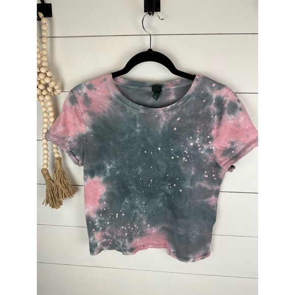 Pre-Loved wild fable Gray and Pink tie-dye cropped tee SMALL - Picture 1 of 4